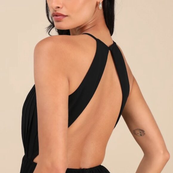 Lulus Rylie Black Pleated Backless Maxi Dress - Size XL - Picture 2 of 4